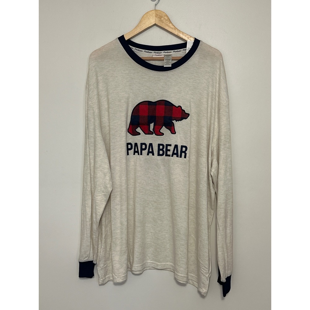 Dearfoams Papa Bear Pajama Top Men's 3X Buffalo Plaid Soft Loungewear Relaxed